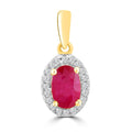 Ruby Pendant with 0.07ct Diamonds in 9K Yellow Gold