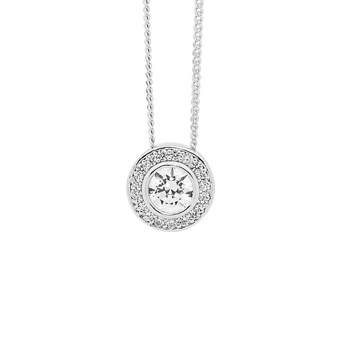 Ellani sterling silver round pendant/P733