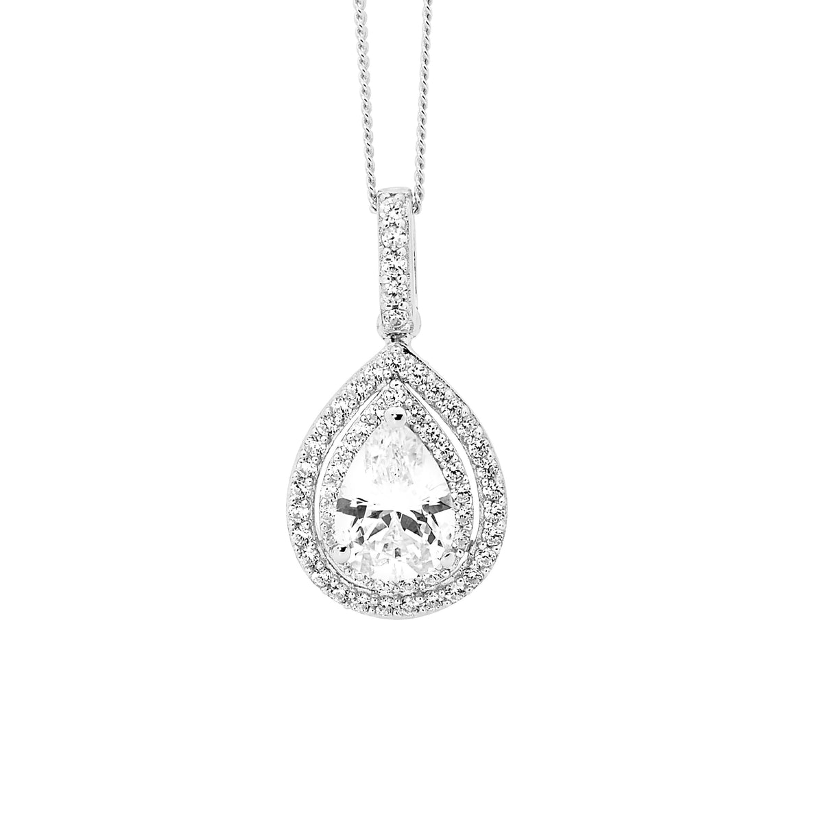 Ellani sterling silver tear drop pendant/P738w