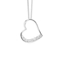 Ellani Stone Paved Heart Pendant Sterling Silver