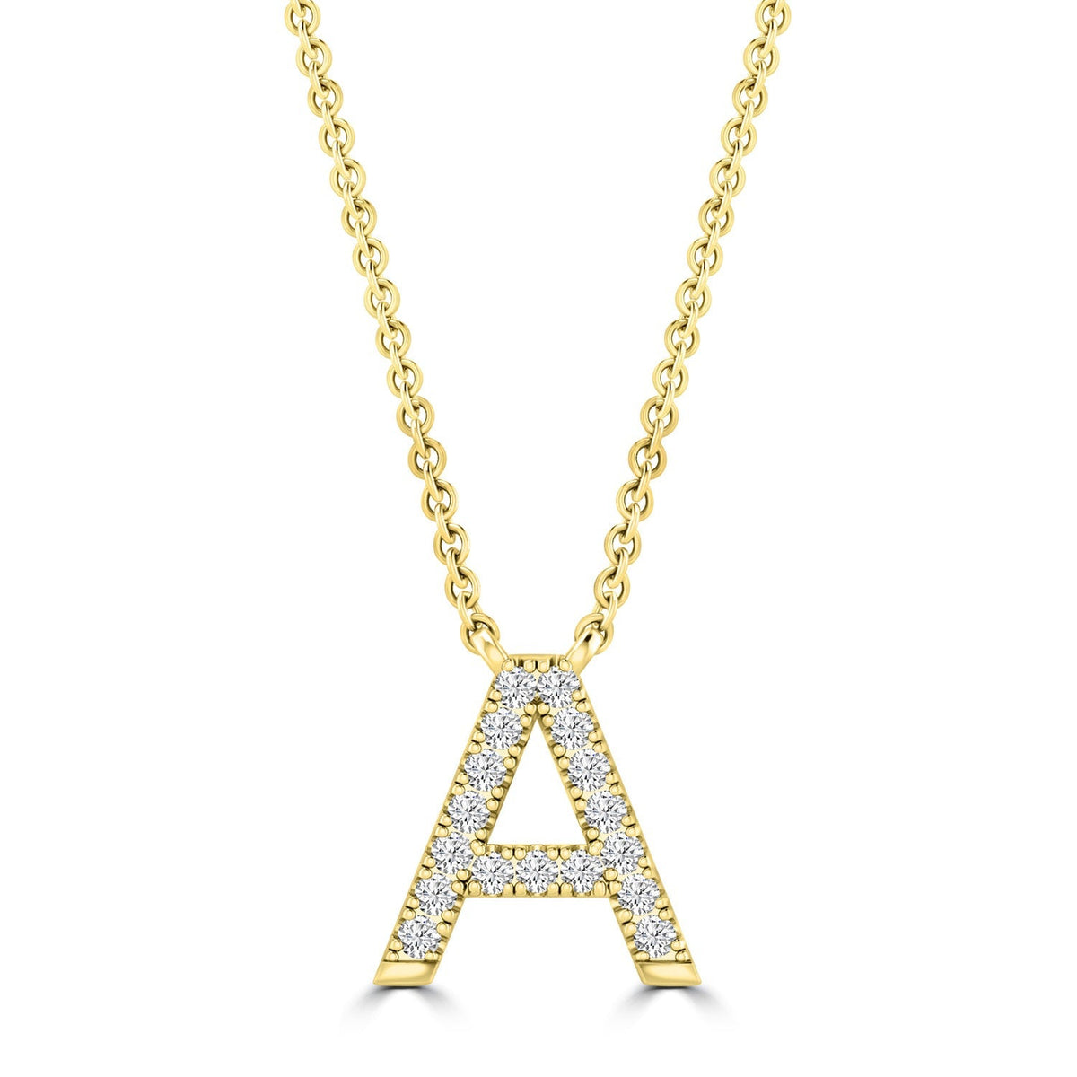 Initial 'A' Necklace with 0.06ct Diamonds in 9K Yellow Gold - PF-6263-Y