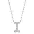 Initial 'I' Necklace with 0.06ct Diamonds in 9K White Gold