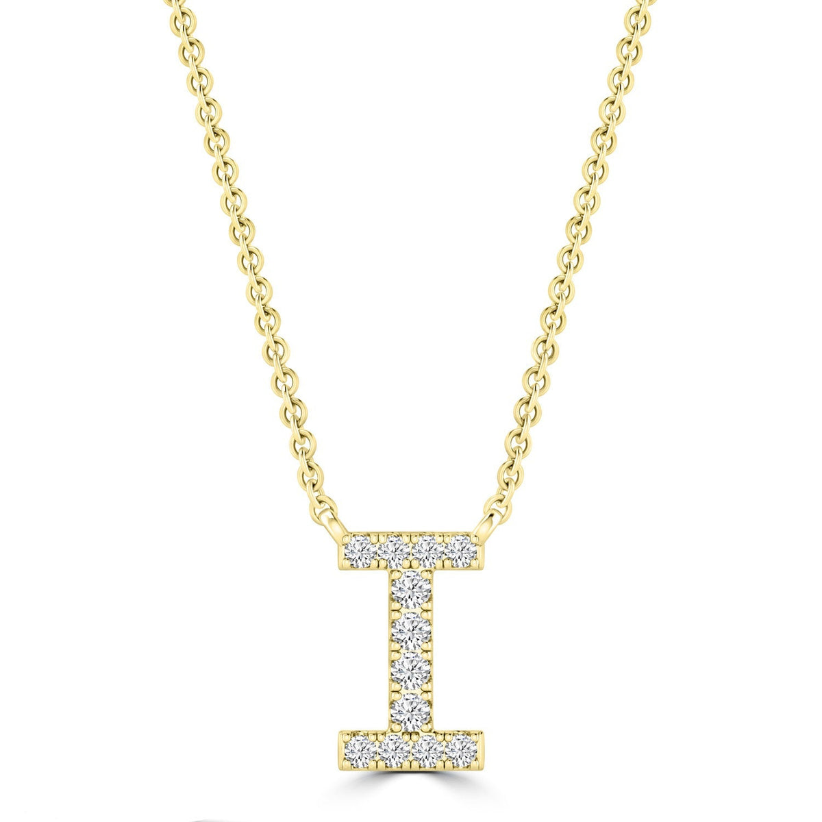 Initial 'I' Necklace with 0.06ct Diamonds in 9K Yellow Gold - PF-6271-Y