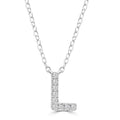 Initial 'L' Necklace with 0.06ct Diamonds in 9K White Gold