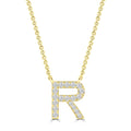 Initial 'R' Necklace wth 0.09ct Diamonds in 9K Yellow Gold - PF-6280-Y