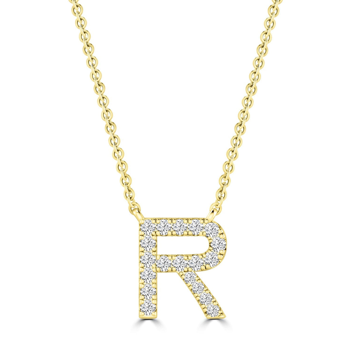 Initial 'R' Necklace wth 0.09ct Diamonds in 9K Yellow Gold - PF-6280-Y