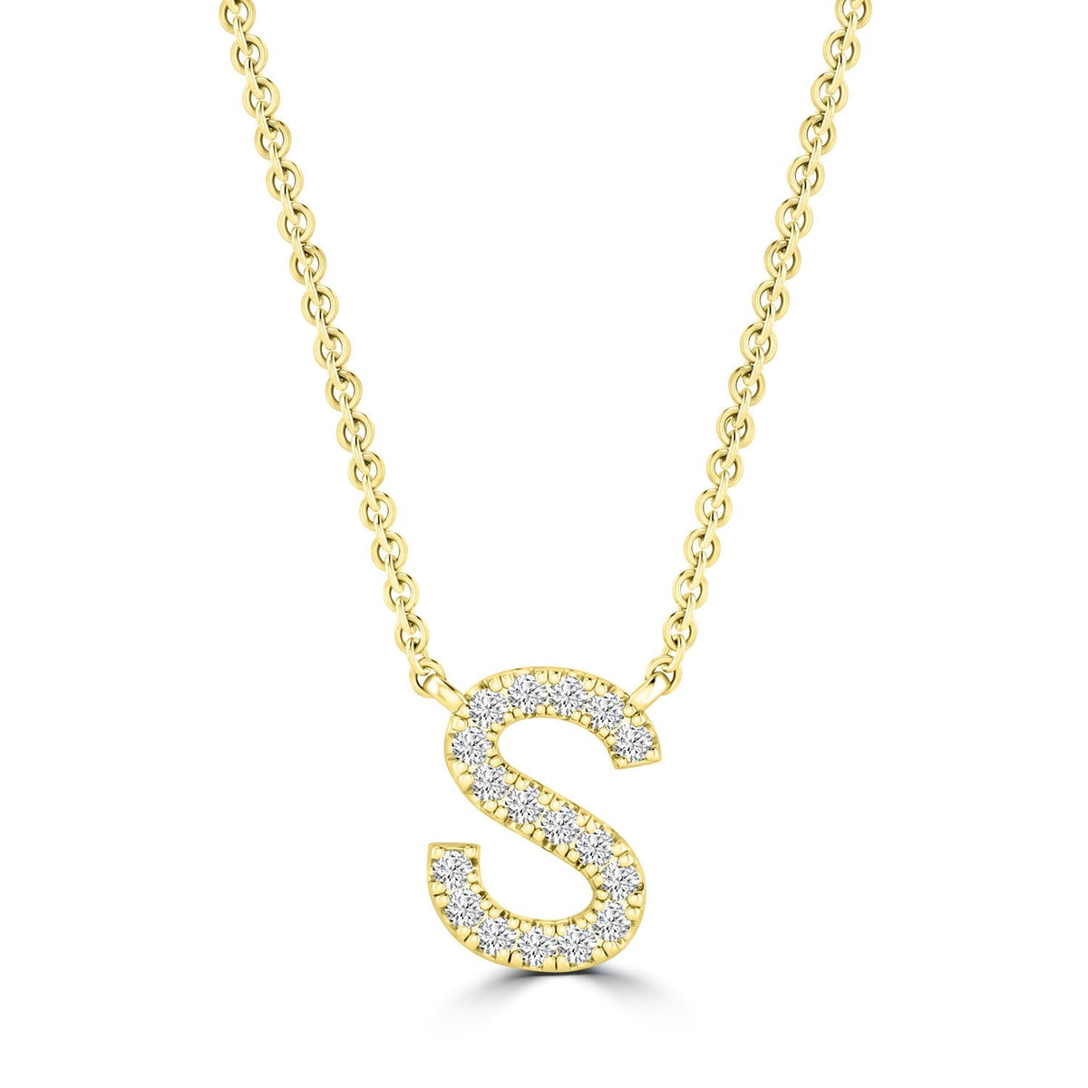 Initial 'S' Necklace with 0.06ct Diamonds in 9K Yellow Gold - PF-6281-Y