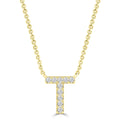 Initial 'T' Necklace with 0.06ct Diamonds in 9K Yellow Gold - PF-6282-Y