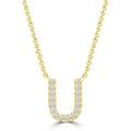 Initial 'U' Necklace with 0.06ct Diamonds in 9K Yellow Gold - PF-6283-Y