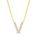 Initial 'V' Necklace with 0.06ct Diamonds in 9K Yellow Gold - PF-6284-Y