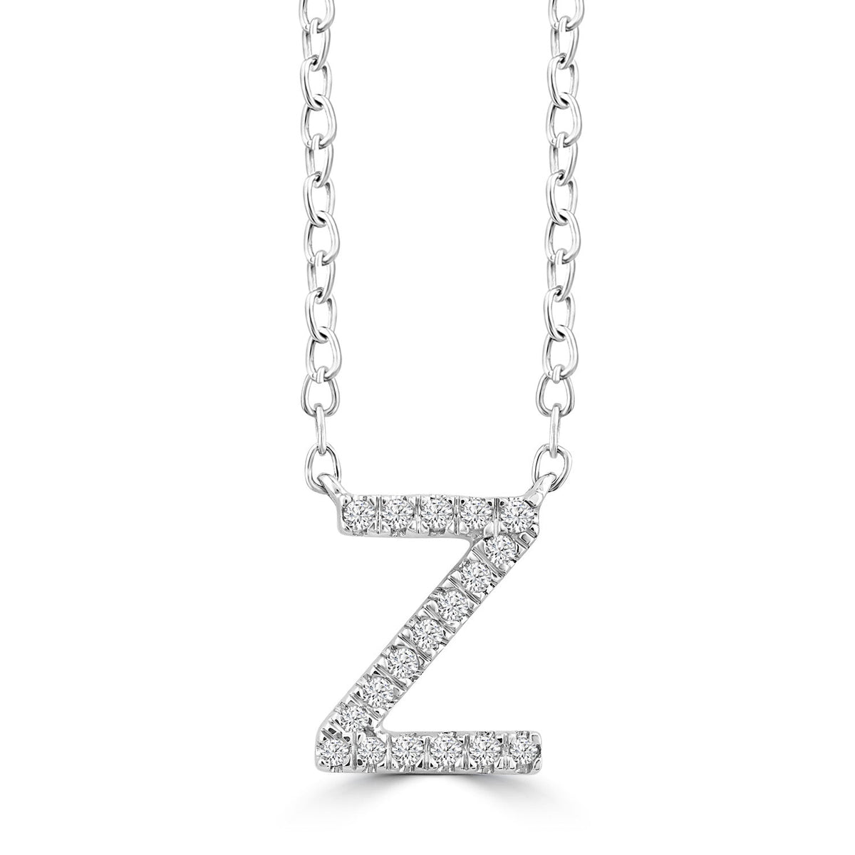 Initial 'Z' Necklace with 0.06ct Diamonds in 9K White Gold