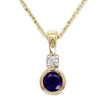 Diamond and Amethyst 45cm Necklace with 0.05ct Diamond in 9K Yellow Gold