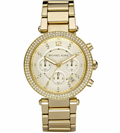 Gold Stainless Steel Chronograph Watch / Mk5354