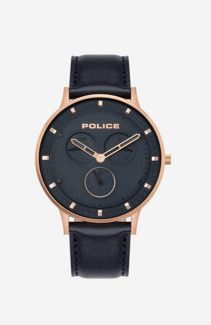 Police Berkeley Black Leather Strap Mens Watch / PL.15968JSR/03