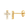 Ellani Gold-Plated Sterling Silver Cross CZ Earrings/ E496G