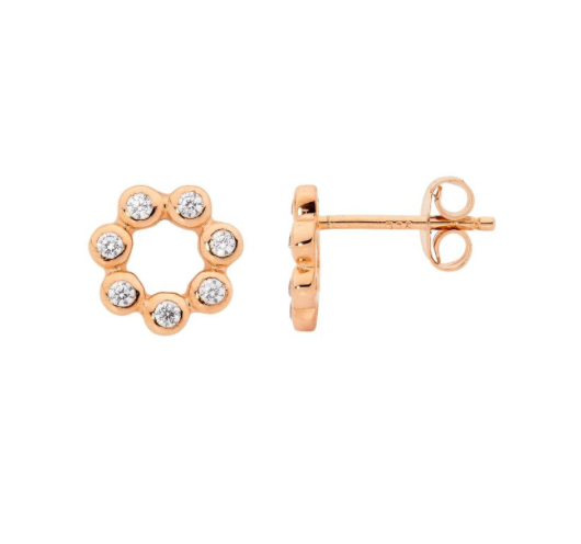 Ellani Rose Gold Open Circle Stud Earrings / E497R