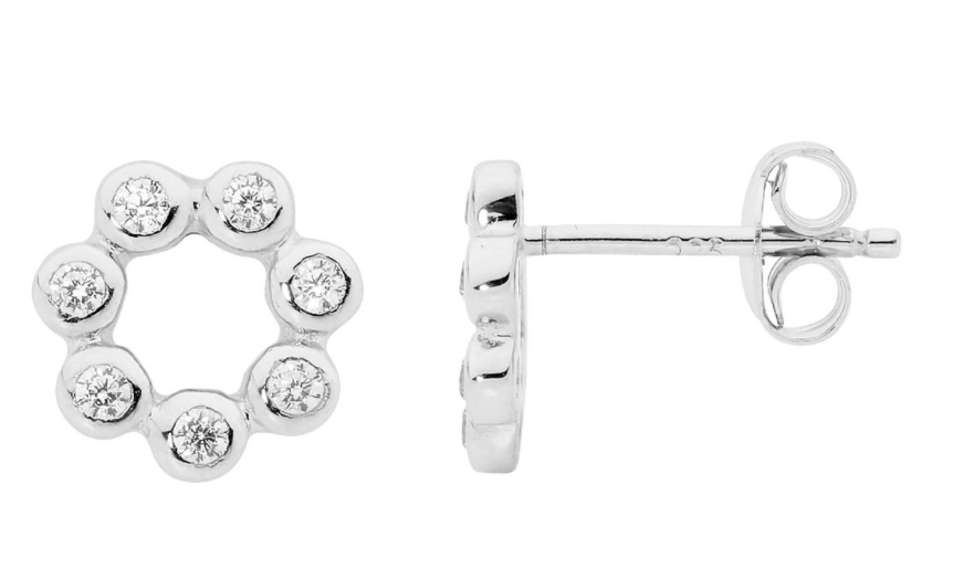 Ellani Silver Open Circle Stud Earrings / E497S