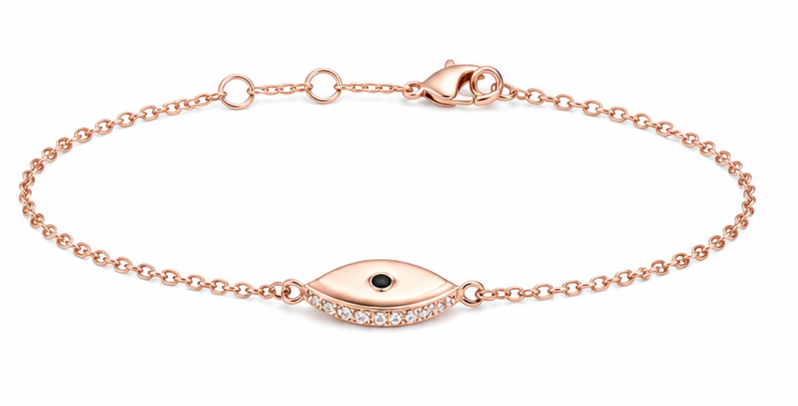 Silver - Rose Gold Plated Evil Eye Bracelet