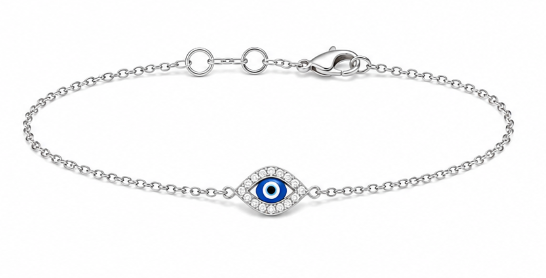 Small Silver Evil Eye Bracelet