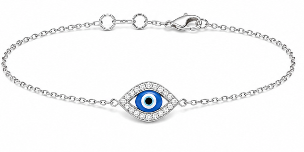Large Silver Evil Eye Bracelet