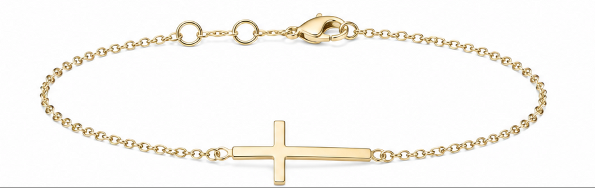 Silver - Gold Plated Cross Bracelet