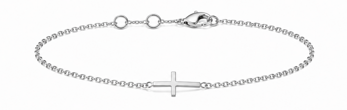 Silver Small Cross Bracelet