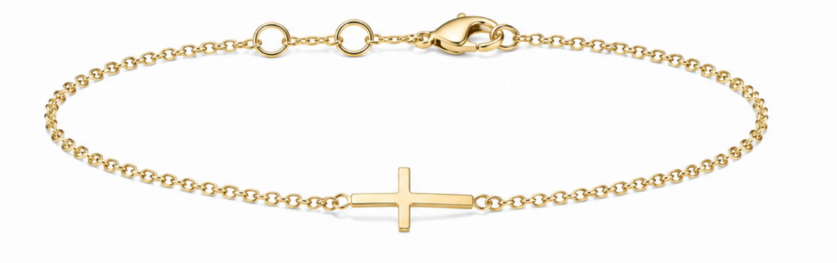 Silver - Gold Plated Small Cross Bracelet
