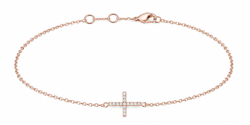 Silver - Rose Gold Plated Cross Bracelet