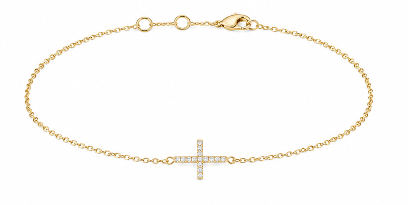 Silver - Gold Plated Cross Bracelet