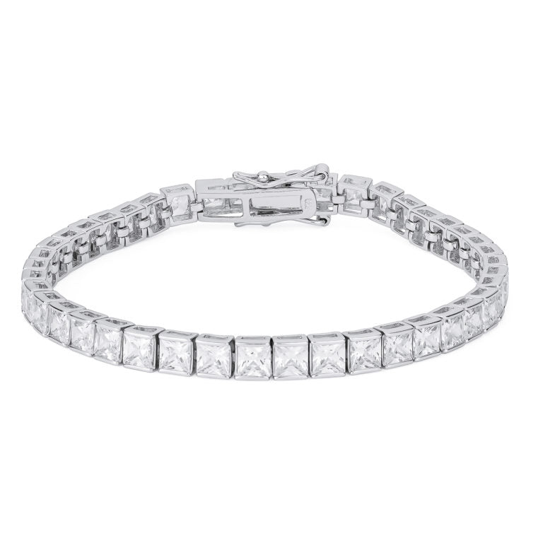 Sterling Silver CZ Square Tennis Bracelet