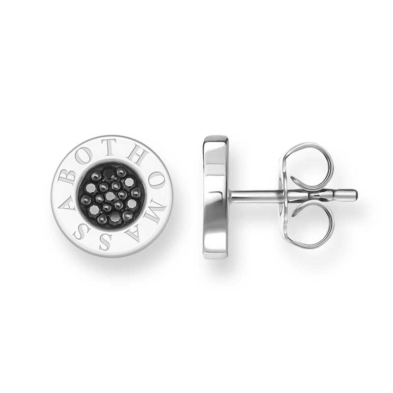 TH1547BCZ/ Thomas Sabo Round Black Pave CZ stud Earrings