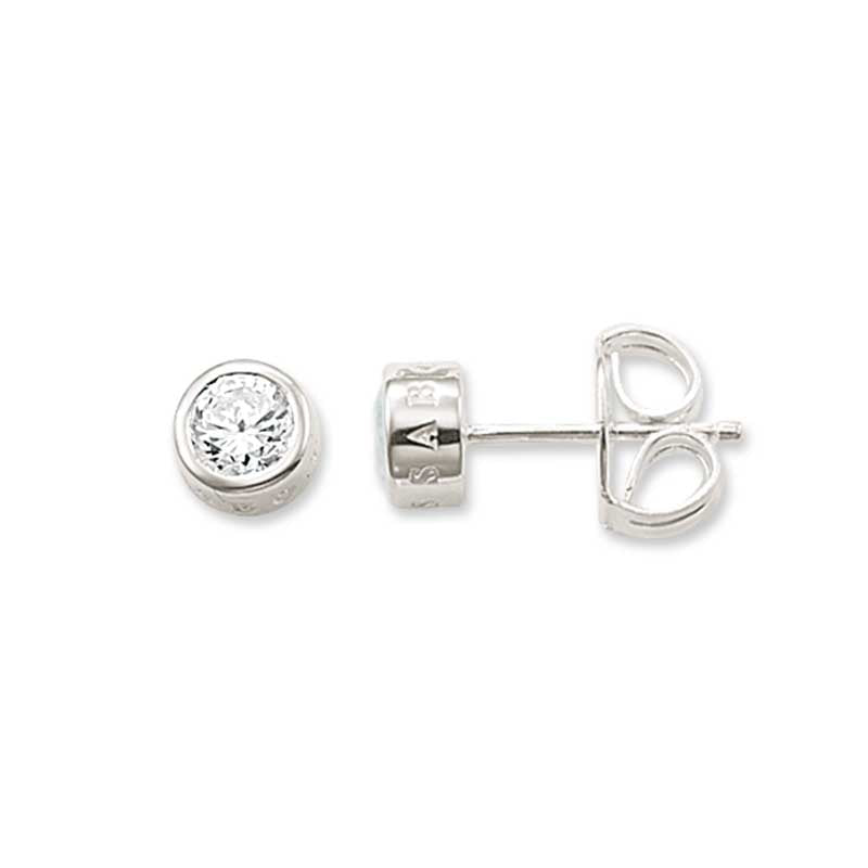 TH1670/ Thomas Sabo Bezel White CZ Stud Earrings LGE