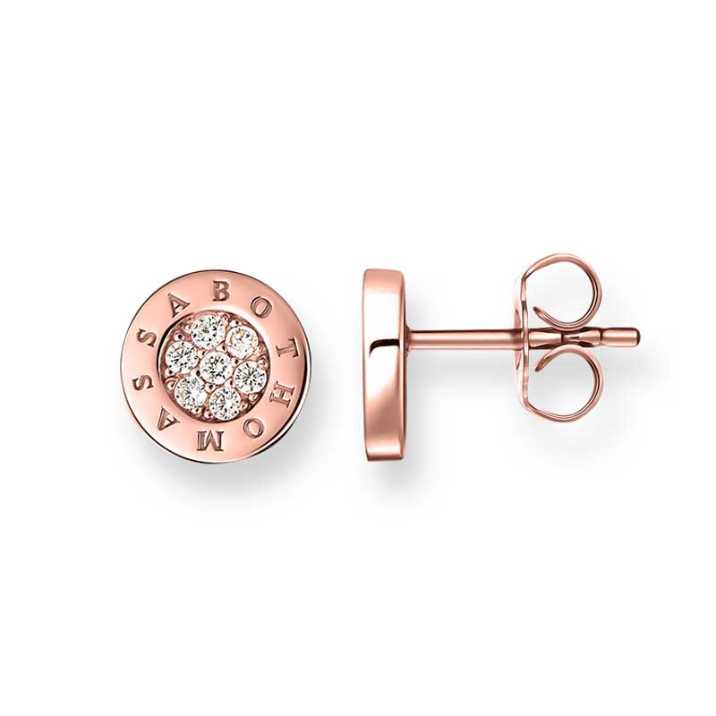 TH1820CZR/ Thomas Sabo Round Pave CZ RGP Stud Earrings