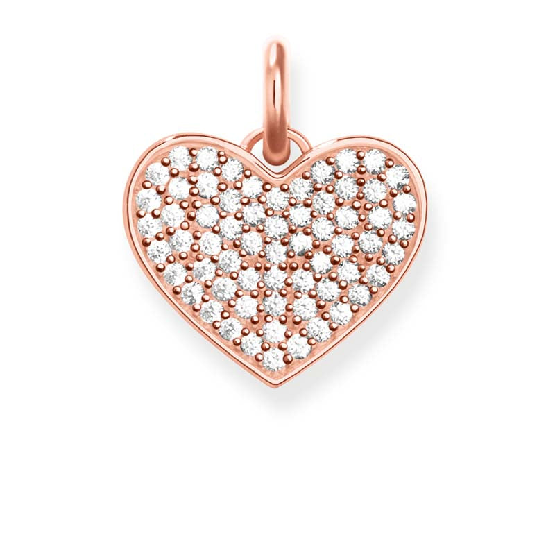 TLBPE0022CZR Thomas Sabo Engravable Pave CZ RGP Heart Pendant