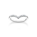Thomas Sabo Ring V-shape with white stones silver