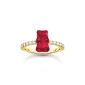 THOMAS SABO Ring with red mini sized goldbears and zirconia