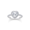 THOMAS SABO Halo ring with white, heart-shaped zirconia