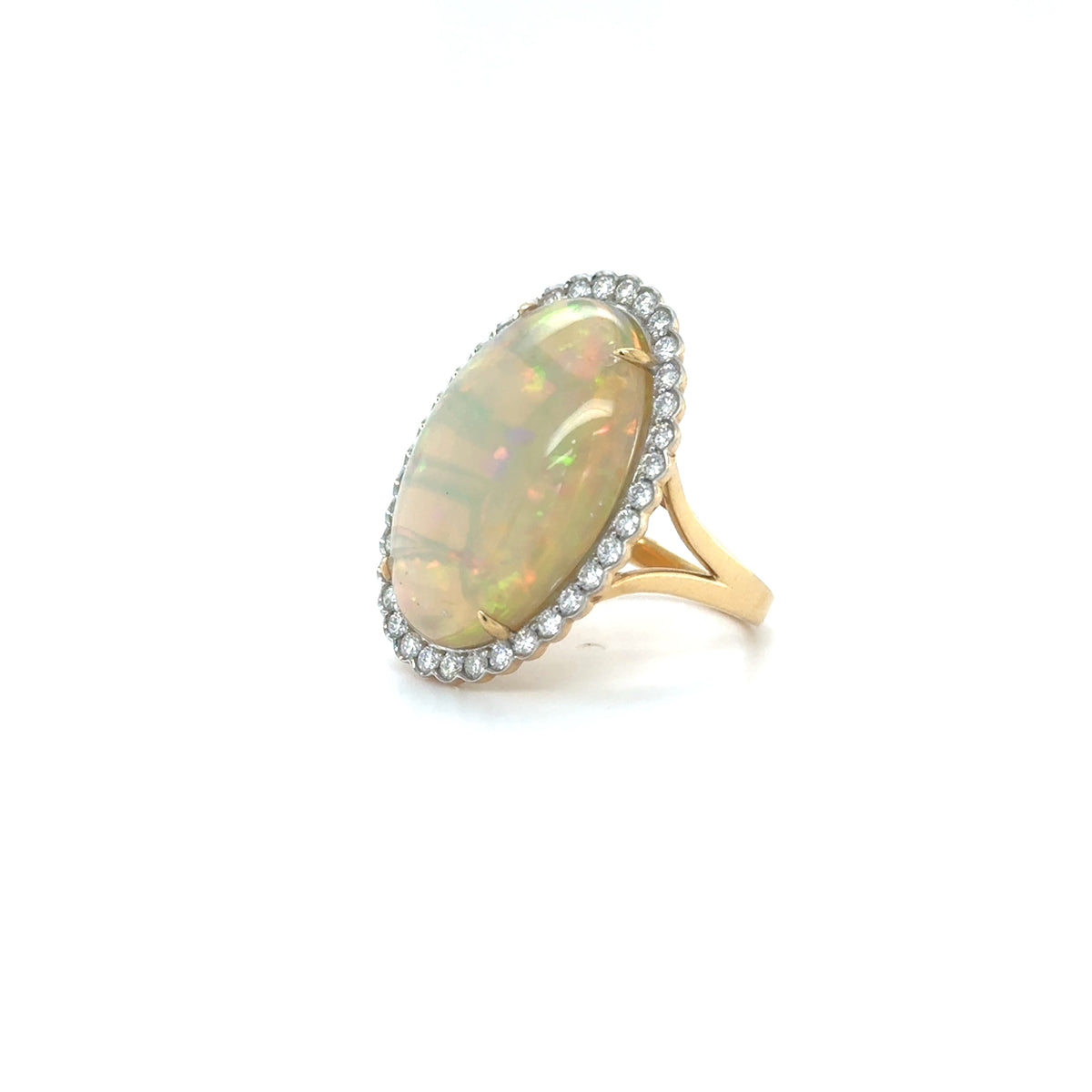 18KY Diamond & Opal Ring