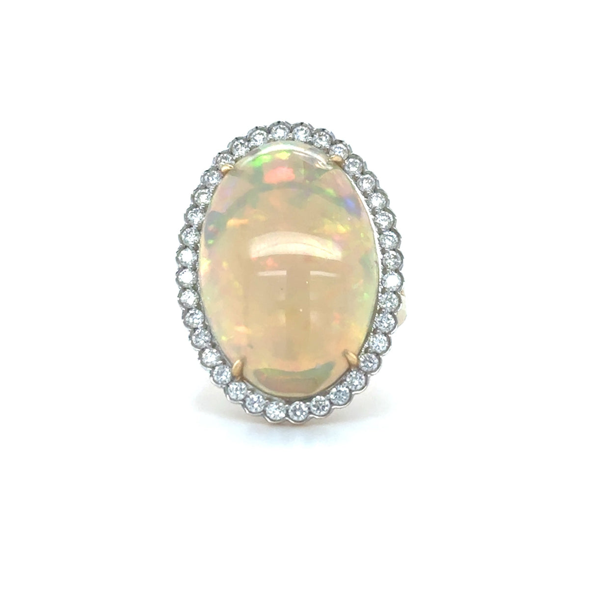 18KY Diamond & Opal Ring