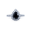 18kw Black Diamond Pear Shape Engagement Ring