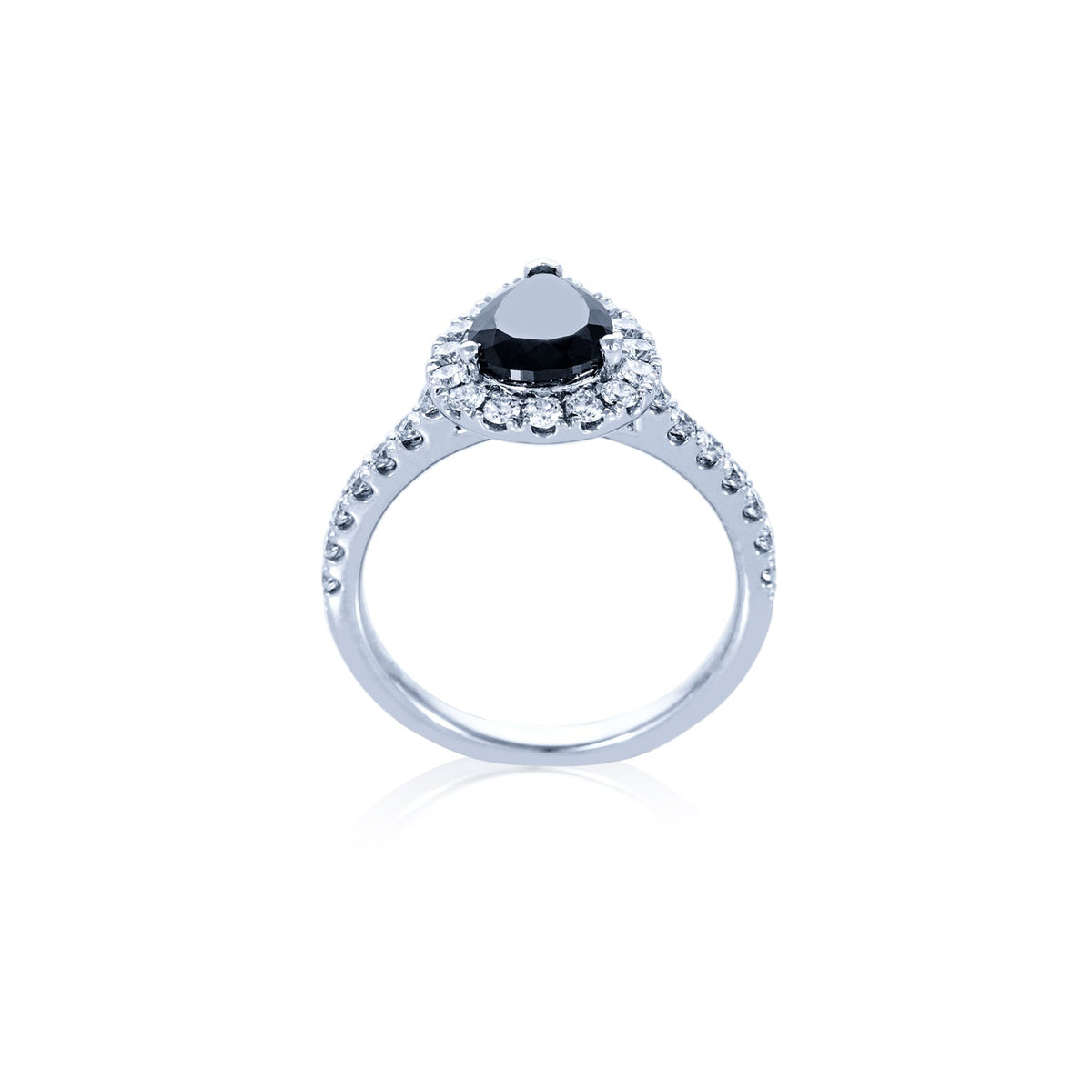 18kw Black Diamond Pear Shape Engagement Ring