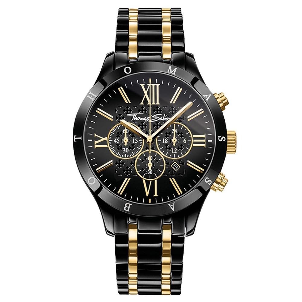 TWA0264/ THOMAS SABO REBEL URBAN BLACK BICO GOLD MENS WATCH