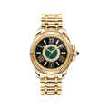 THOMAS SABO Mystic Island Watch with white stones and green malachite gold plated