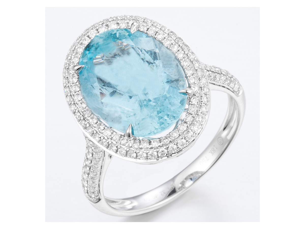 18KW Aquamarine Diamond Ring