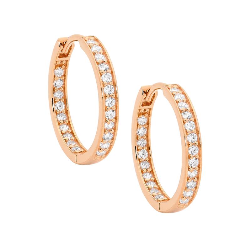 Ellani sterling silver Rose gold hoop earrings/E312R