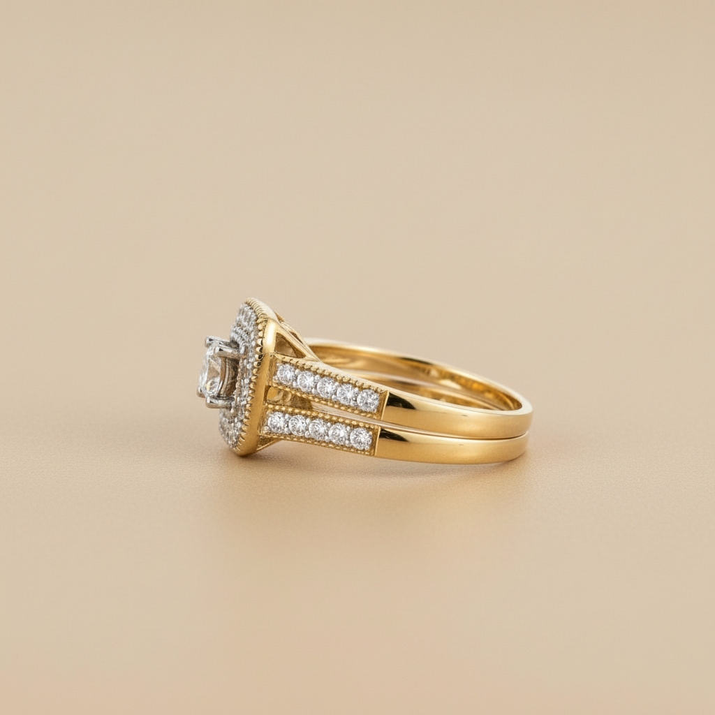 Verve 10K Bridal set/engagement ring with wedding band