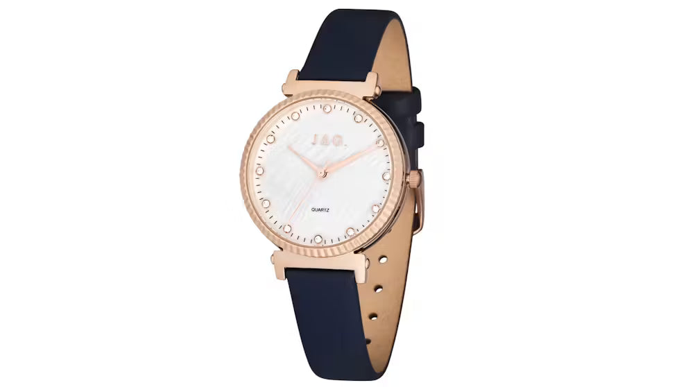 Jag Victoria – Rose Gold Watch with Blue Leather Strap and Mother-of-Pearl Dial / J2678