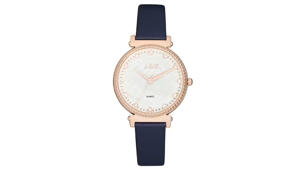 Jag Victoria – Rose Gold Watch with Blue Leather Strap and Mother-of-Pearl Dial / J2678