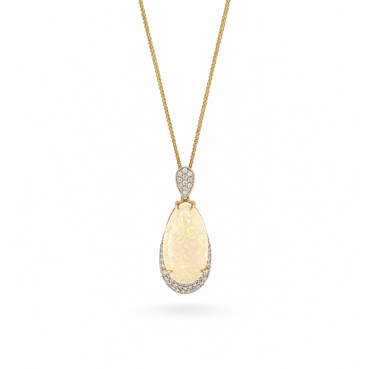 18KY Diamond & Opal Necklace
