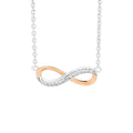 Ellani sterling silver rose gold infinity pendant/P669R